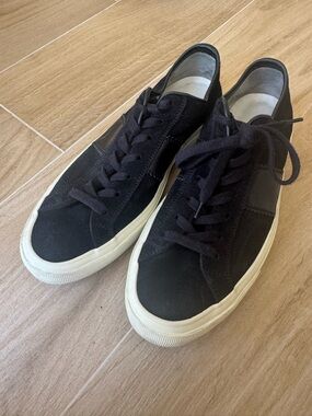 Tom Ford Black Suede Low-Top Sneakers with Cream Sole